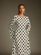 Flare Sleeve Dot Maxi Dress