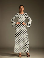 Flare Sleeve Dot Maxi Dress