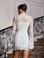 Flare Sleeve Lace Mini Dress
