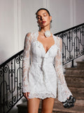 Flare Sleeve Lace Mini Dress