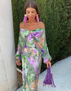 Sofía Aesthetic Maxi Dress with Removable Scarf Elevated Occasion Wear