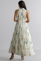 Mikin Floral Print Halter Maxi Dress