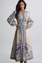Ruby Patterned Print Long Sleeve Maxi Dress