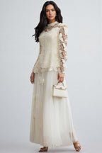 Inina Butterfly Embroidered Lace Maxi Dress Set