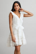 Jaretp V-neck Lace Embroidery Mini Dress