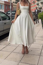 Celeste Charm Square Neck Midi Dress