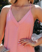 Madisyn Satin Racerback Dress Peach