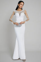 Marend White Lace Bodycon Maxi Dress