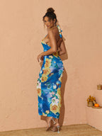 Maemi Halterneck Printed Maxi Dress