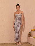 Magnolia Spaghetti Printed Midi Dress