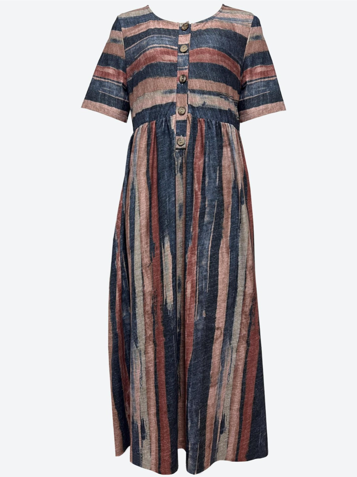 Sol Statement Midi Dress with Short Sleeves and Color Block Design Evening Wear Edit