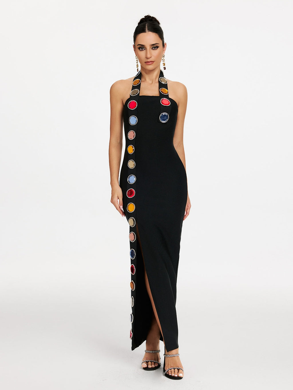 Halterneck Diamond Split Bandage Dress