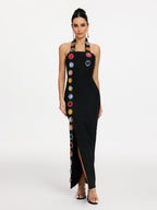Halterneck Diamond Split Bandage Dress