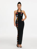 Halterneck Diamond Split Bandage Dress