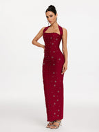 Halterneck Pearl Bandage Dress