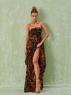 Malou Strapless Leopard Printed Maxi Dress