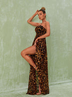Malou Strapless Leopard Printed Maxi Dress