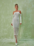 Malti Off Shoulder Fringe Maxi Dress