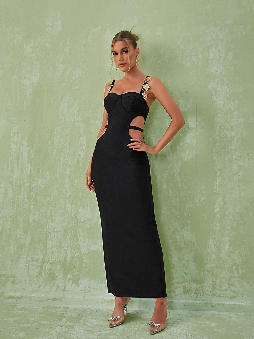 Margaux Embellished Cutout Maxi Dress In Orange