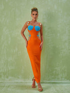 Margaux Embellished Cutout Maxi Dress In Orange