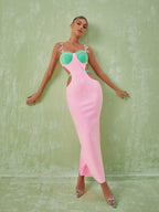 Embellished Cutout Maxi Dress In Pink