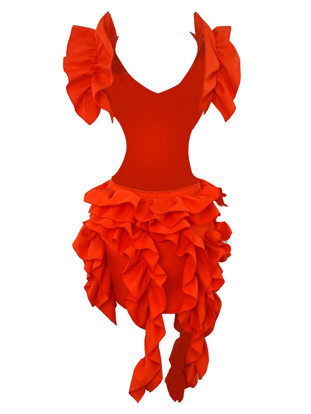 Cutout Ruffle Tiered Dress  In Orange