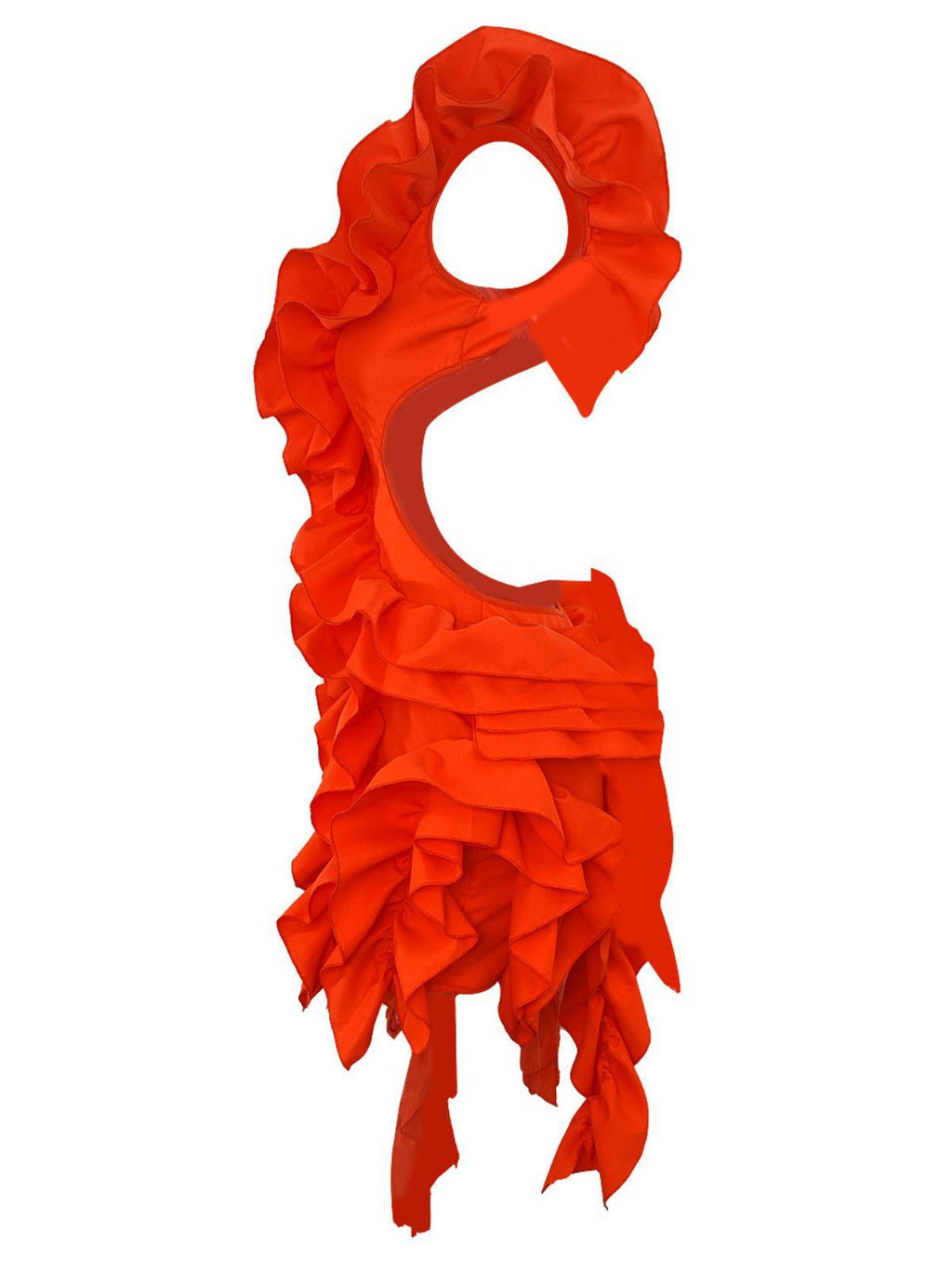 Cutout Ruffle Tiered Dress  In Orange