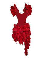 Cutout Ruffle Tiered Dress In Red