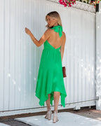 Marisol Halter Cutout Midi Dress Emerald