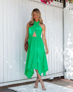 Marisol Halter Cutout Midi Dress Emerald