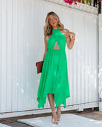 Marisol Halter Cutout Midi Dress Emerald