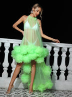 Marsali Mesh Maxi Dress In Green