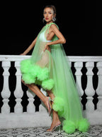 Marsali Mesh Maxi Dress In Green