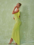Marzia Backless Maxi Dress In Green