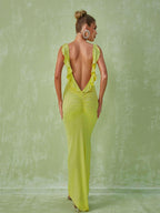 Marzia Backless Maxi Dress In Green
