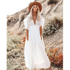 Elegant Vneck Maternity Boho Dress for Photoshoot
