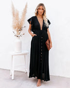 Elegant Vneck Maternity Boho Dress for Photoshoot