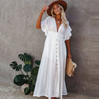 Elegant Vneck Maternity Boho Dress for Photoshoot