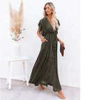 Elegant Vneck Maternity Boho Dress for Photoshoot