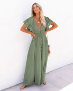 Elegant Vneck Maternity Boho Dress for Photoshoot