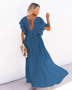 Elegant Vneck Maternity Boho Dress for Photoshoot