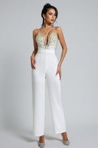 Jorda Beaded Sequin Halter Jumpsuit