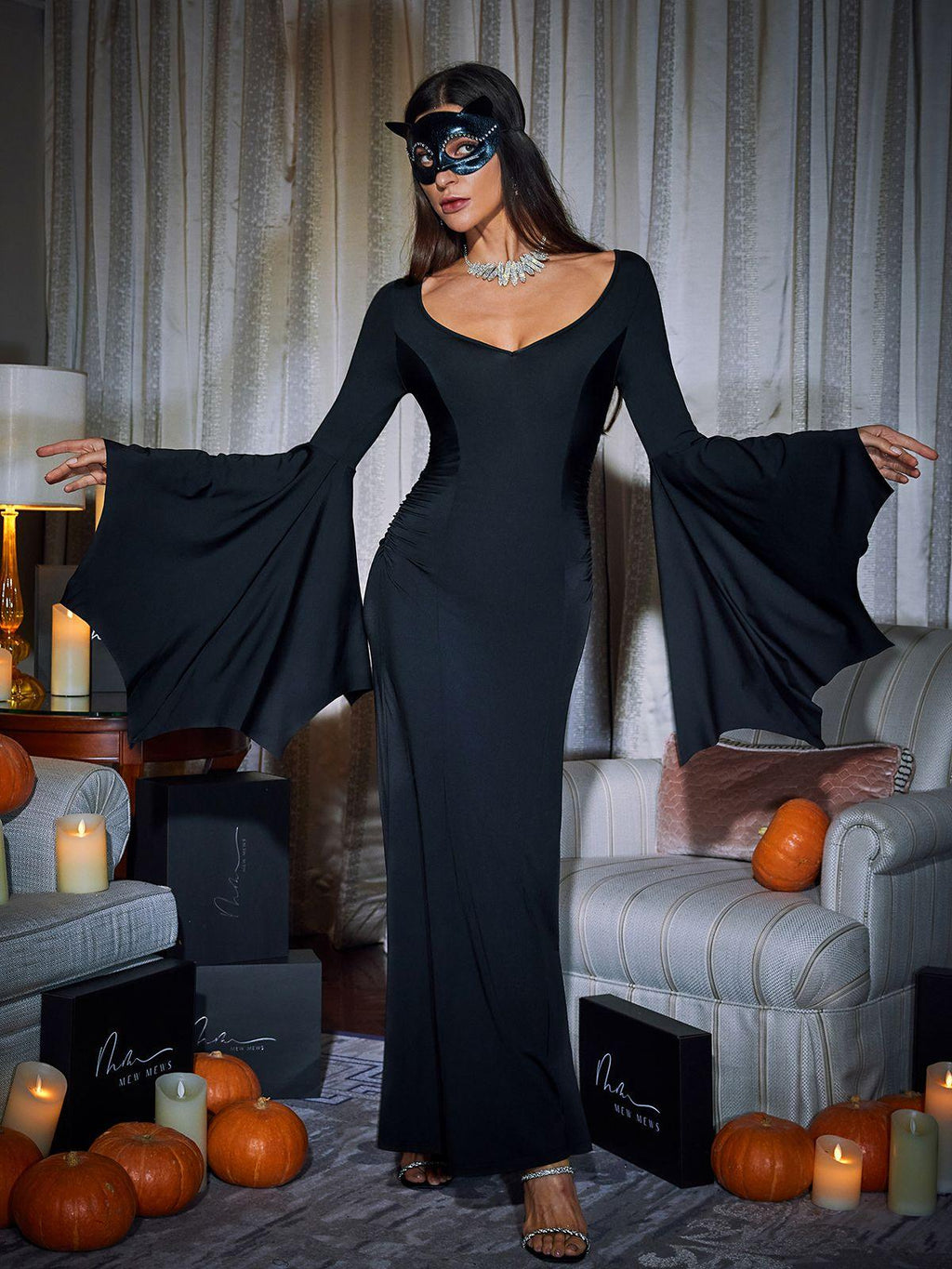 Bat Wing Sleeve Maxi Dress