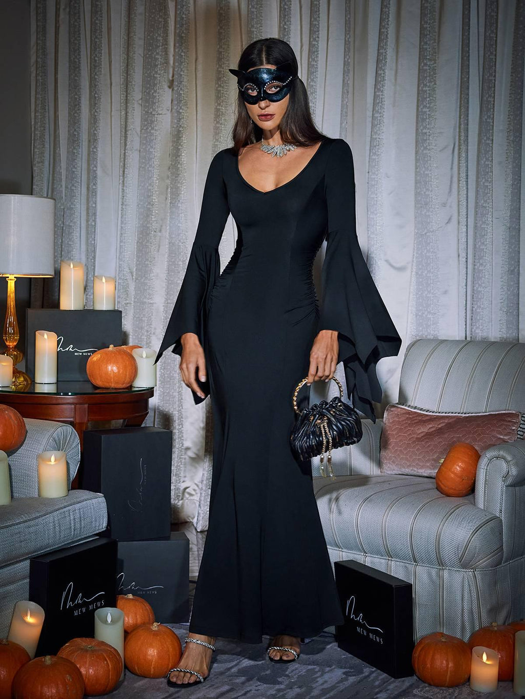 Bat Wing Sleeve Maxi Dress
