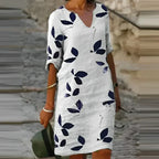Edna Chic Stunning Summer Dress with Leaf Print for Women Evening Wear Edit