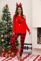 DressBetty - Merry Christmas Pajamas Set Casual Matching Set Full Sleeve Tops+Pants 2 Pieces