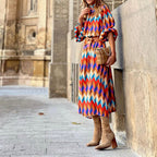 Inés Statement Formal Printed Midi Dress Chic Silhouette Collection