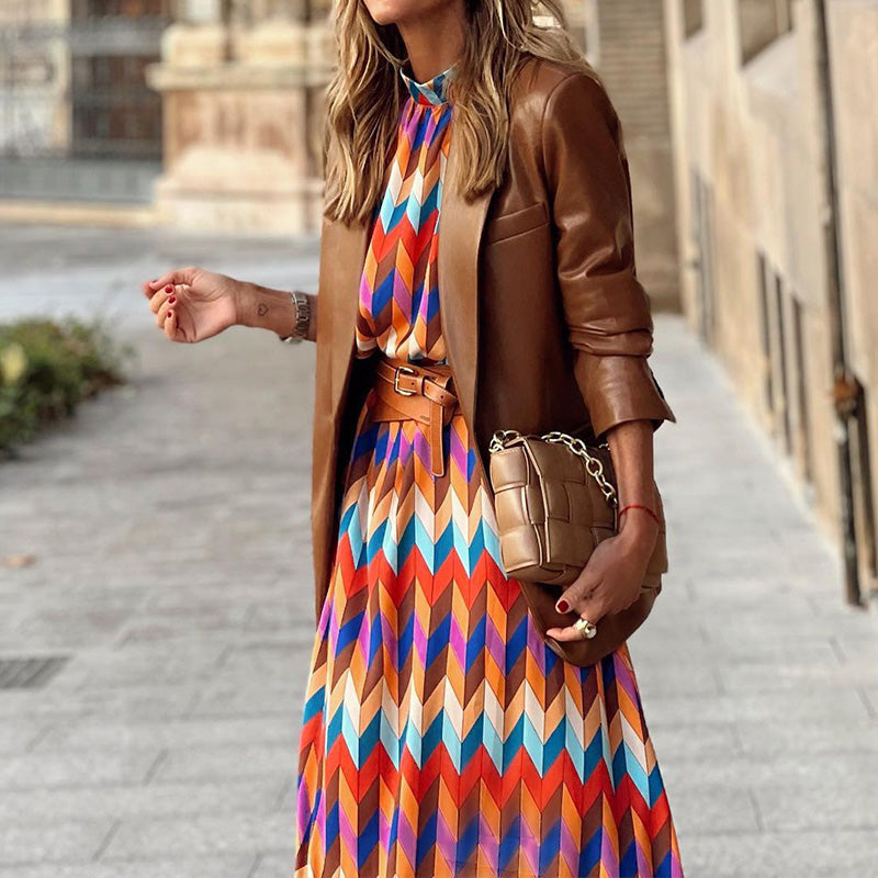 Mónica Minimalist Formal Printed Midi Dress Designer Edit