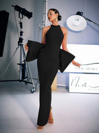 Bow Bandage Split Dress In Black