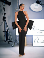 Bow Bandage Split Dress In Black